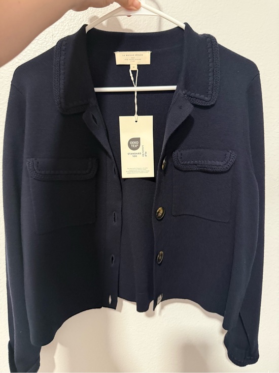 Sezane Sweaters - Sezane Navy Button-Front Knit Jacket